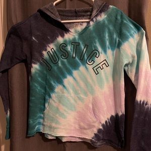 GIRLS-“JUSTICE” HOODIE W/KANGAROO POCKET BLACK, GREEN & PINK
